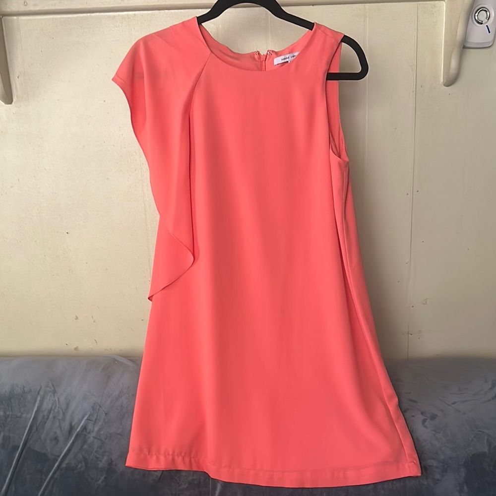 Naked Zebra coral Asymmetrical Sheath Dress